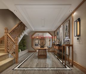 新中式风格370平米别墅楼梯间装饰效果图
