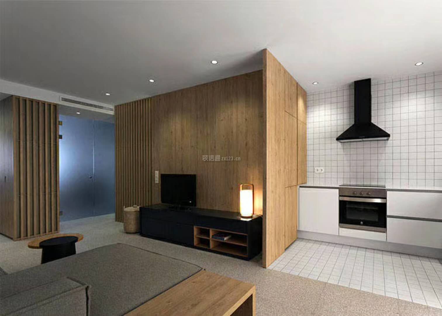 日式风格96平米三居客厅电视墙装修效果图