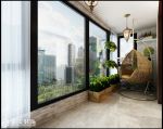 145㎡三居室简美式风格阳台藤椅家装效果图
