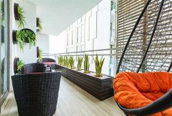 家庭阳台藤椅沙发装修设计效果图2022