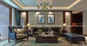 美式风格145平米三居客厅沙发墙家装效果图
