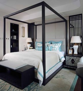 简约新中式卧室装修效果图 新中式卧室图片