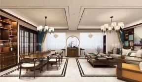 110平三居新中式风格餐厅客厅装修效果图