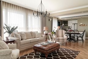  2020客厅纱帘效果图  现代美式风格沙发 美式风格沙发背景效果图