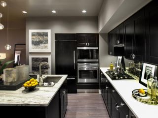 台式风格公寓黑色厨房装修设计图片
