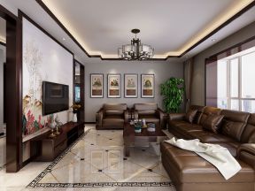 新中式风格190平四居室客厅背景墙装修效果图