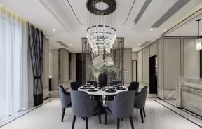 高端样板房餐厅水晶灯设计图片2023