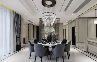 高端样板房餐厅水晶灯设计图片2023
