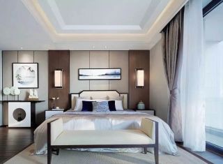 高端样板房新中式风格卧室设计效果图