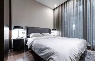 高端样板房灰色系卧室装修设计效果图