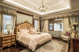 高端样板房奢华美式卧室设计效果图 