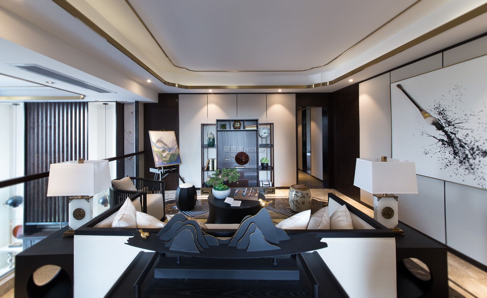 新中式风格440平米别墅客厅设计图片