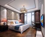 新中式风格120㎡三居卧室吊灯装修效果图