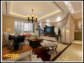 庐山国际119平米三居室简欧风格客厅装修效果图