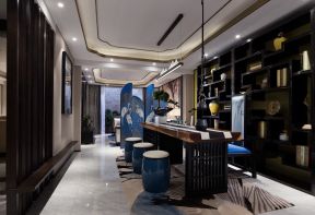 新中式风格440平米别墅书房书桌设计图片