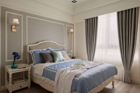 2020卧室纯色窗帘效果图片 欧式卧室壁灯效果图