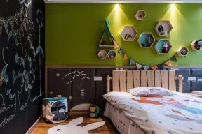  2020儿童卧室背景墙图片 2020卧室绿色背景墙图片 