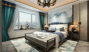 新中式164平米四居卧室飘窗设计效果图