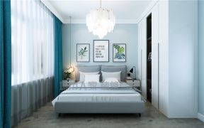现代北欧风格118平三居室卧室窗帘装修效果图