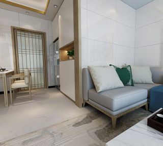 日式简约风格三居室客厅沙发装潢效果图