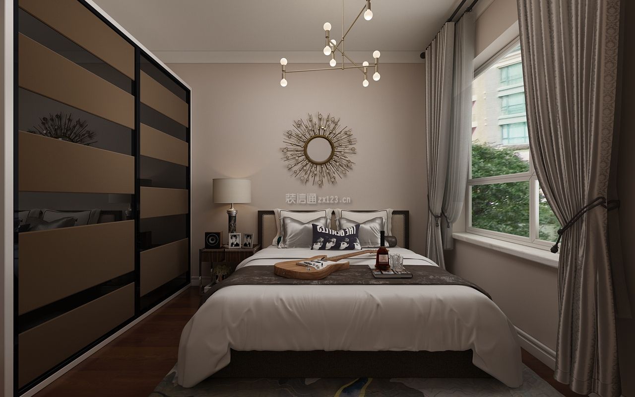 现代风格71平米二居卧室窗户装修效果图