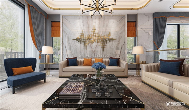 现代风格别墅客厅装修效果图 2020现代风格别墅客厅效果图 