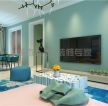 简约北欧风格140平三居客厅绿色电视墙设计效果图