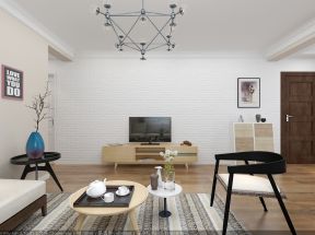 简约日式风格100平三居客厅实木电视柜设计效果图