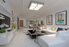 现代风格95平米三居客厅沙发墙家装效果图