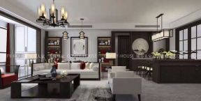 新中式风格143平米三居客厅沙发装潢效果图