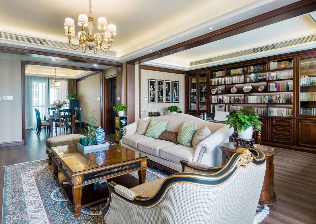 美式风格家装客厅正方形茶几设计图片