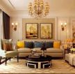 简约欧式风格115㎡三居客厅沙发背景墙装修效果图