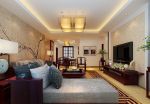 中海国际四居174平新中式风格客厅沙发摆放效果图