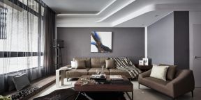 现代简约轻奢风格三居客厅沙发墙设计图片