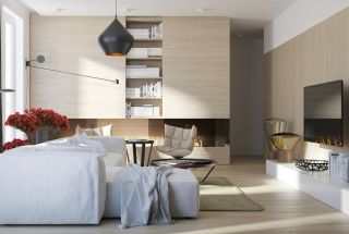 loft公寓客厅白色沙发设计实景图片