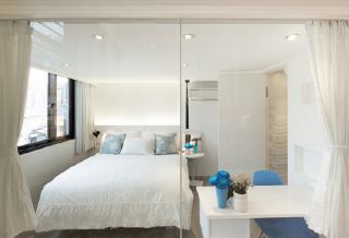 loft小公寓卧室白色装修设计实景图片