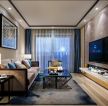 现代新中式风格128平三居客厅布艺沙发设计图片