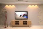 简约风格128平米三居室客厅电视背景墙装修效果图