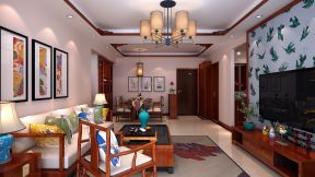 新中式风格93平米三居客厅茶几装修效果图