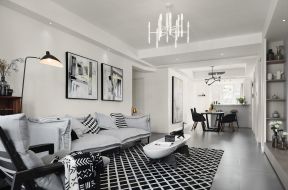 简约北欧风格96平二居室客厅灰色沙发设计图