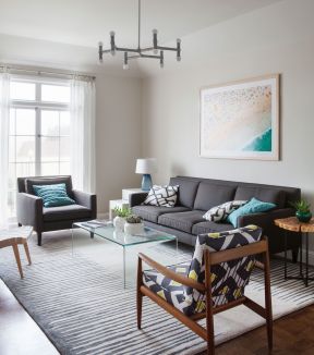 北欧风格135㎡三居室客厅沙发墙家装图片