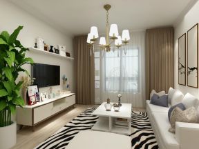 现代简约风格89㎡二居室客厅吊灯设计效果图