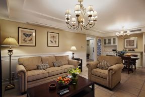 美式风格四居室客厅沙发摆放效果图片一览