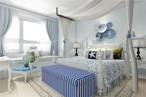 地中海风格卧室床头背景墙设计效果图