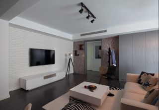 简约风格129㎡三居客厅电视背景墙设计图片