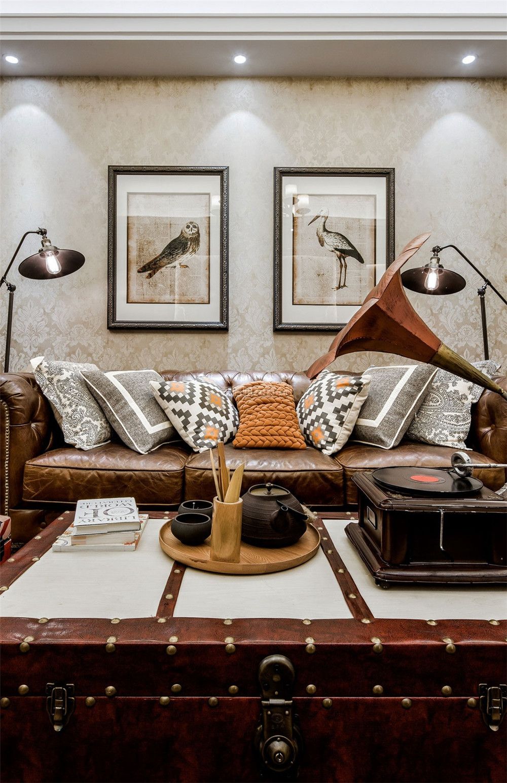 家装效果图 美式 113平美式风格客厅沙发背景墙挂画效果图 提供者
