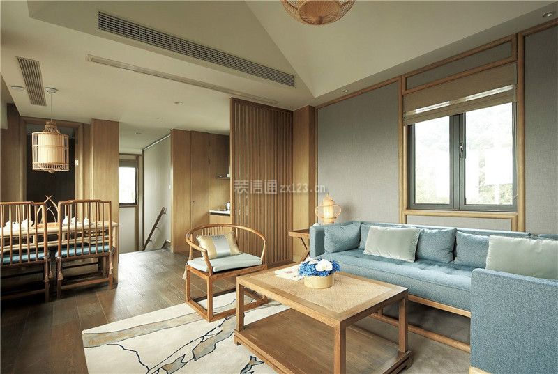 330平别墅客厅木质茶几装修设计图片