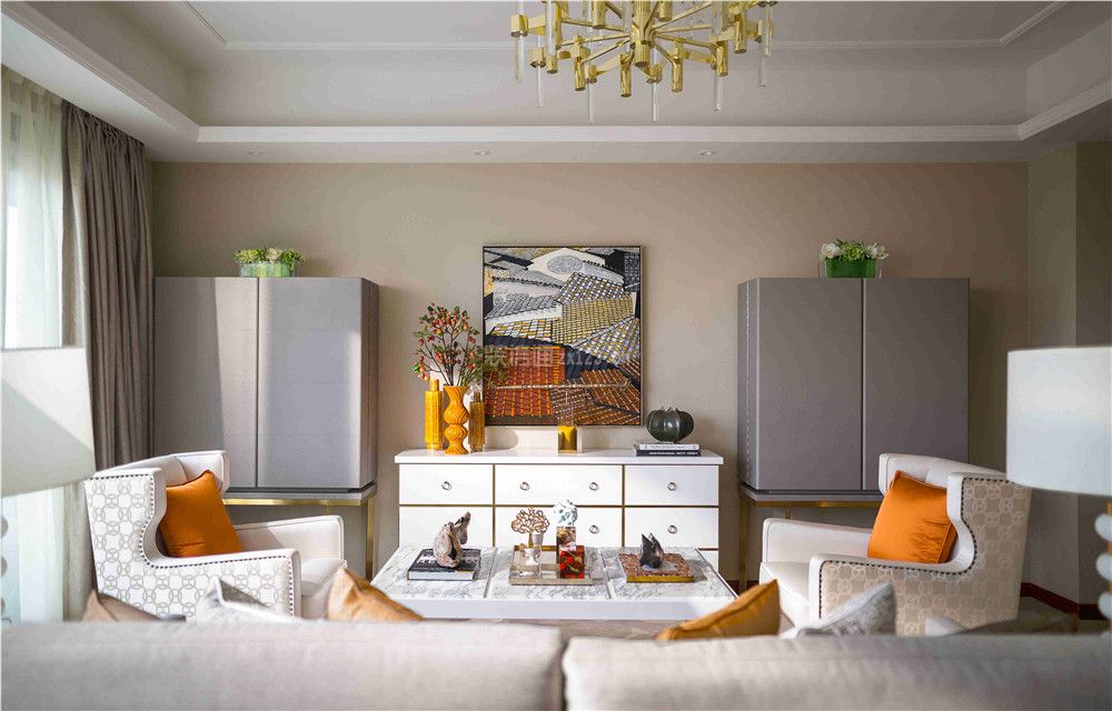 118平现代风格客厅室内收纳柜设计图