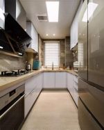 简约小美式风格89平米二居U型厨房台面装修图片
