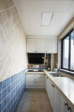 现代地中海风格150平四居厨房瓷砖背景墙装修图片